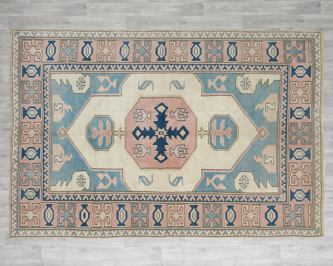 Multicolor Turkish Oushak Rug 6'2" x 8'7" Hand-Knotted | No. VR81445