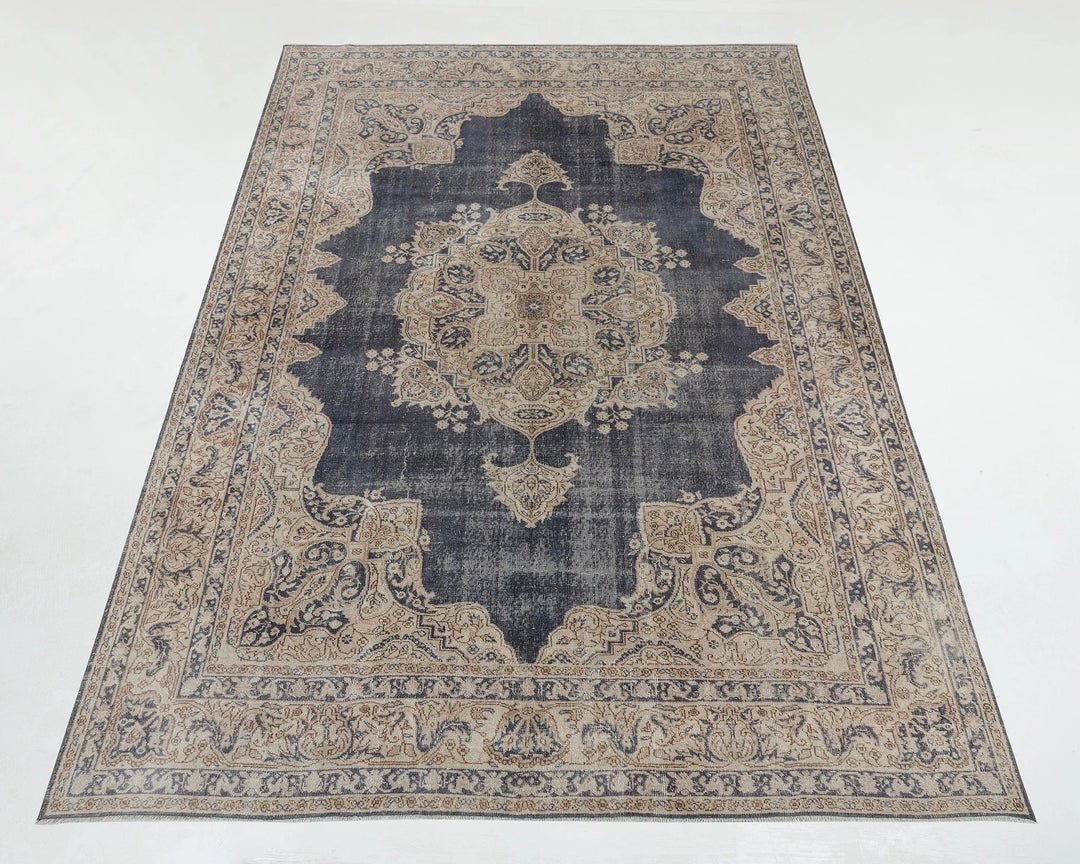 Blue Turkish Oushak Rug 7' 6" x 10' 8" Hand-Knotted | No. VR81468