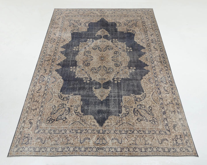 Blue Turkish Oushak Rug 7' 6" x 10' 8" Hand-Knotted | No. VR81468