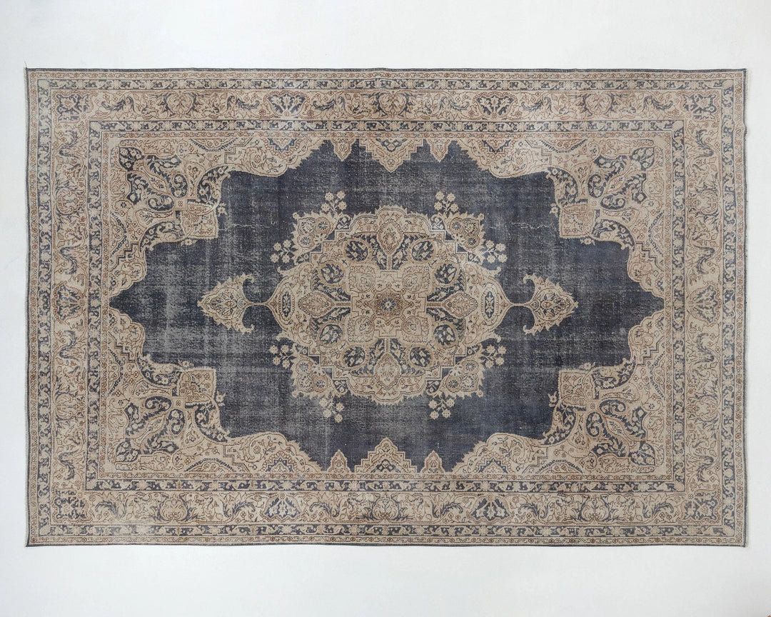 Blue Turkish Oushak Rug 7' 6" x 10' 8" Hand-Knotted | No. VR81468