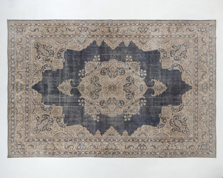 Blue Turkish Oushak Rug 7' 6" x 10' 8" Hand-Knotted | No. VR81468