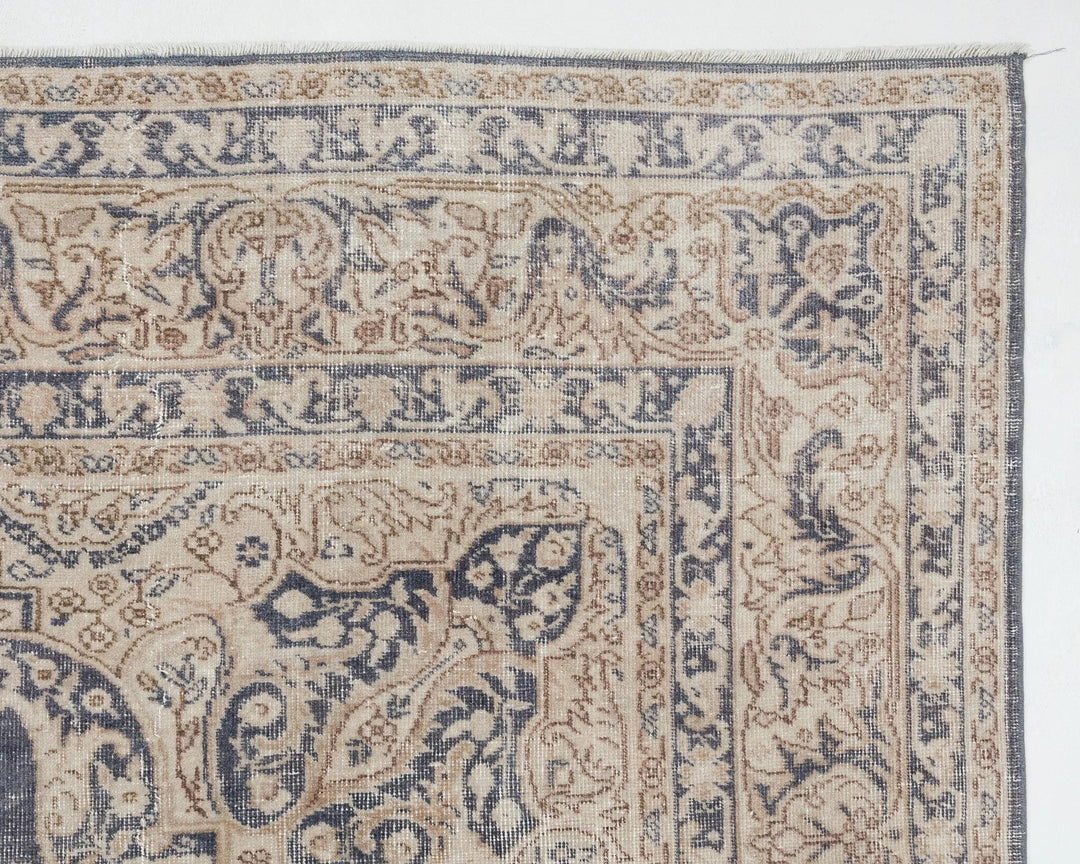 Blue Turkish Oushak Rug 7' 6" x 10' 8" Hand-Knotted | No. VR81468