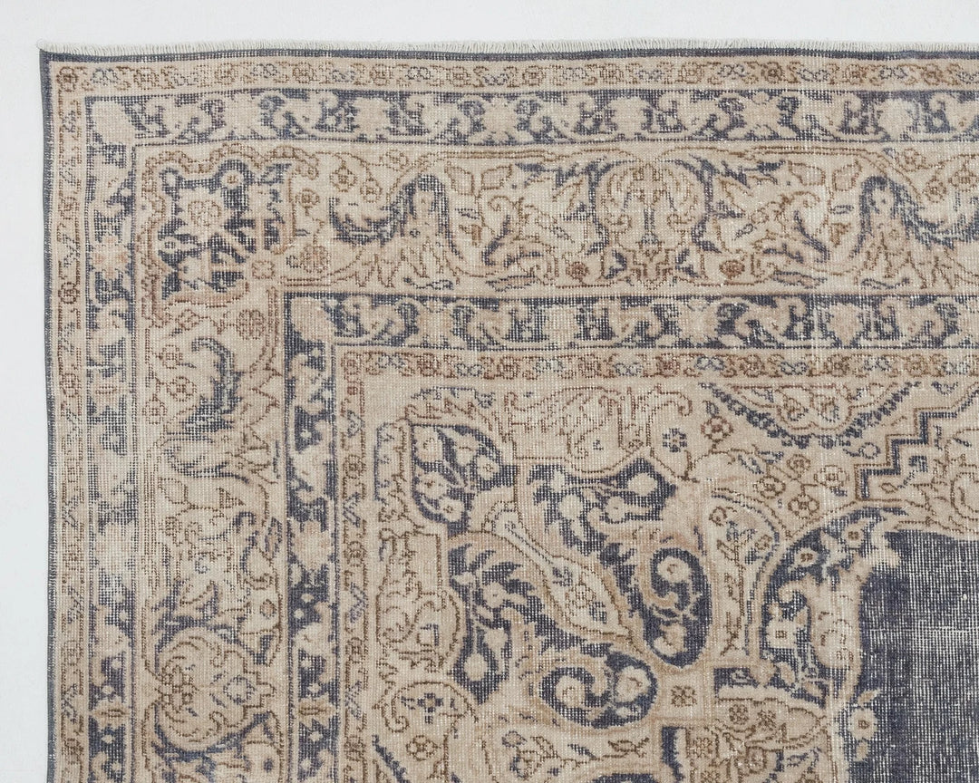Blue Turkish Oushak Rug 7' 6" x 10' 8" Hand-Knotted | No. VR81468