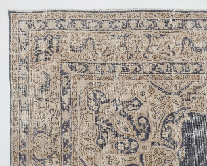 Blue Turkish Oushak Rug 7' 6" x 10' 8" Hand-Knotted | No. VR81468