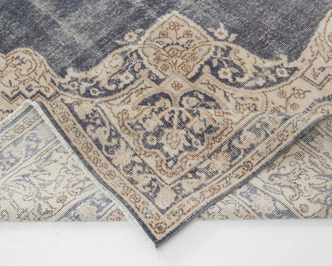Blue Turkish Oushak Rug 7' 6" x 10' 8" Hand-Knotted | No. VR81468