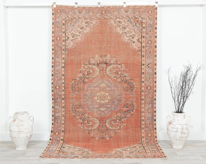 Orange Turkish Oushak Rug 5' 2" x 8' 8" Hand-Knotted | No. VR81573