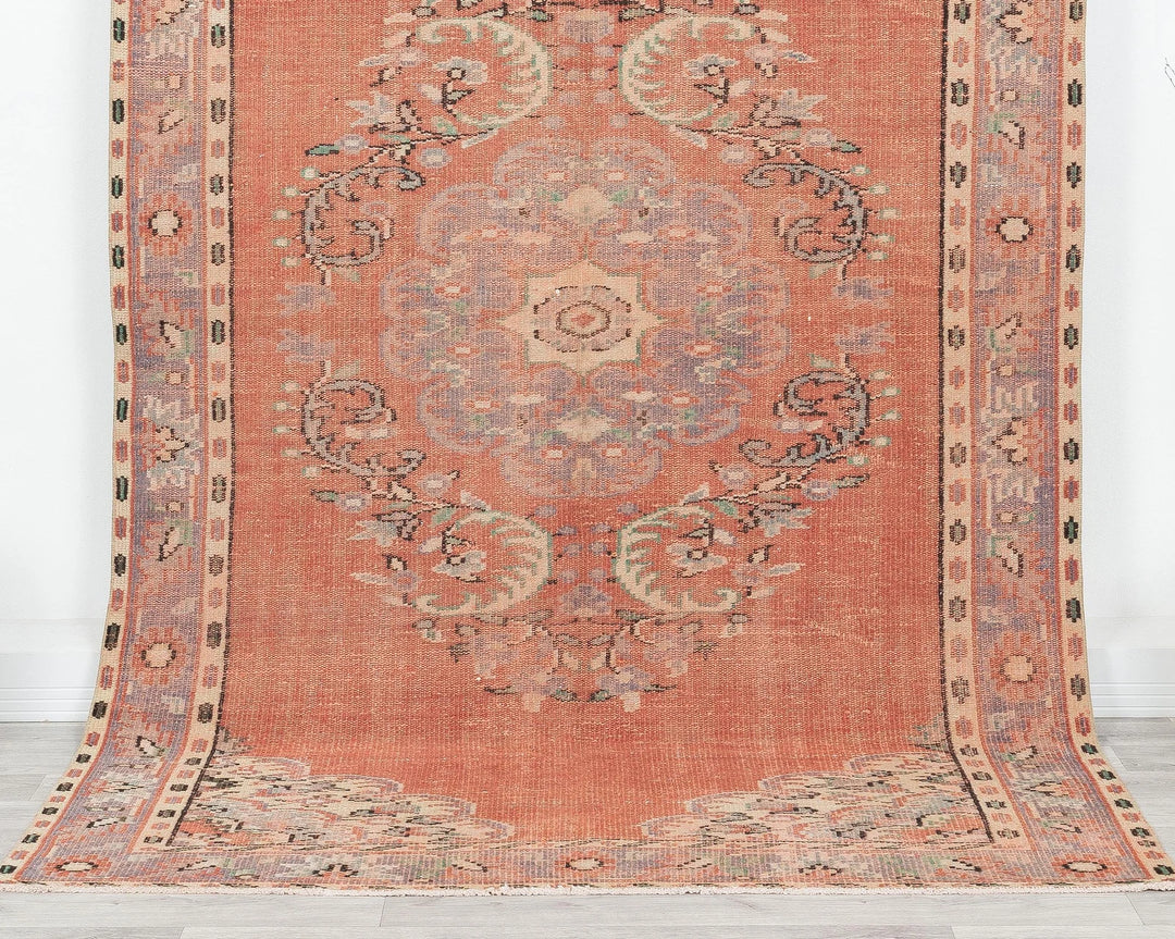 Orange Turkish Oushak Rug 5' 2" x 8' 8" Hand-Knotted | No. VR81573