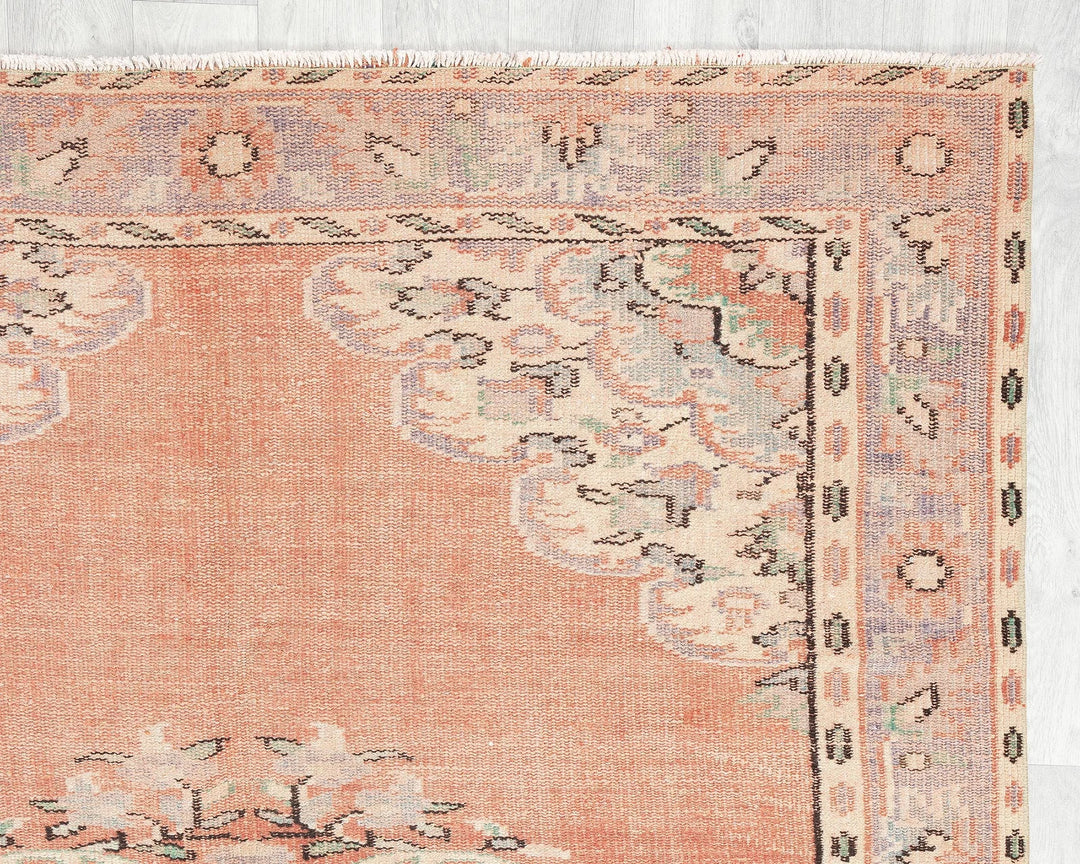 Orange Turkish Oushak Rug 5' 2" x 8' 8" Hand-Knotted | No. VR81573