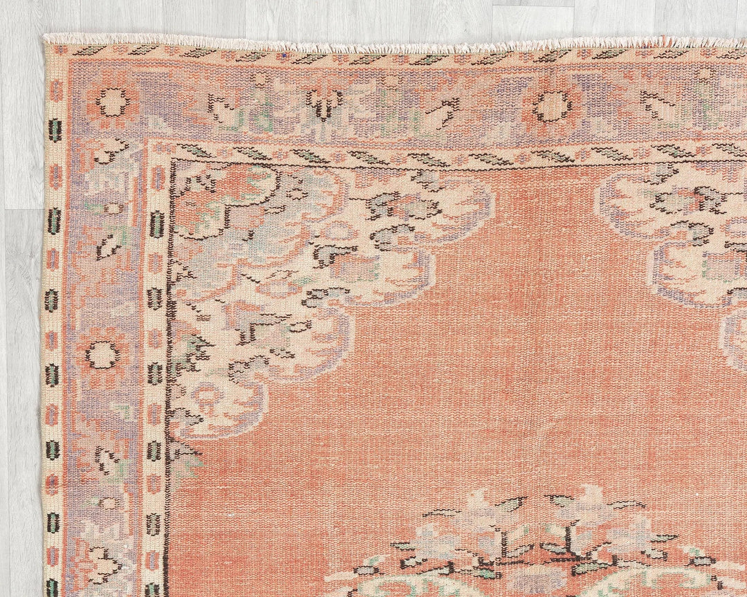 Orange Turkish Oushak Rug 5' 2" x 8' 8" Hand-Knotted | No. VR81573