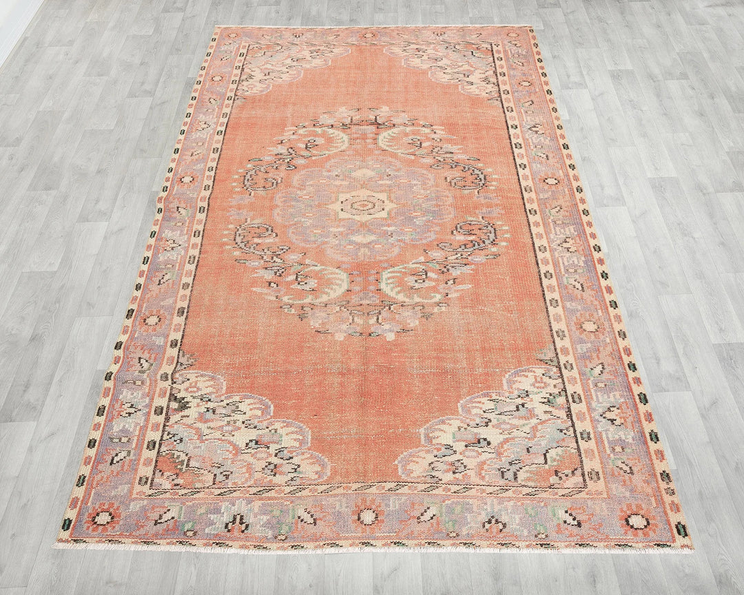 Orange Turkish Oushak Rug 5' 2" x 8' 8" Hand-Knotted | No. VR81573