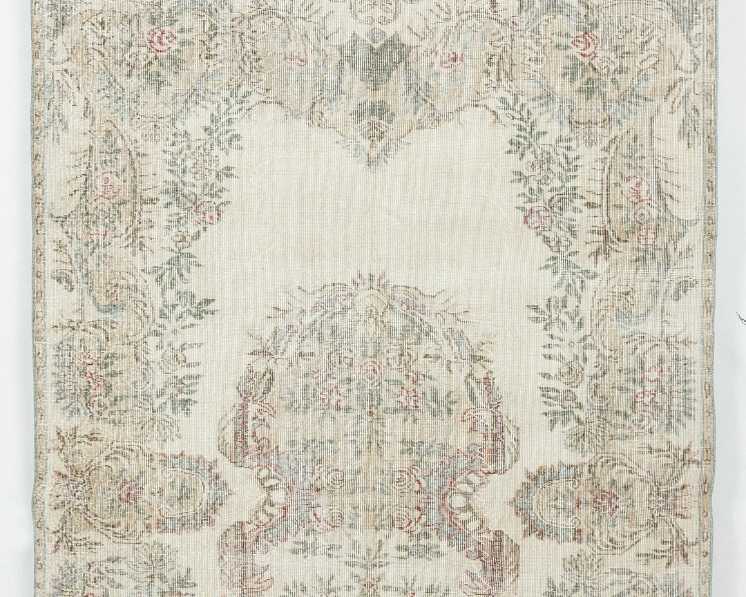 Beige Turkish Oushak Rug 5'11" x 9'2" Hand-Knotted | No. VR81606