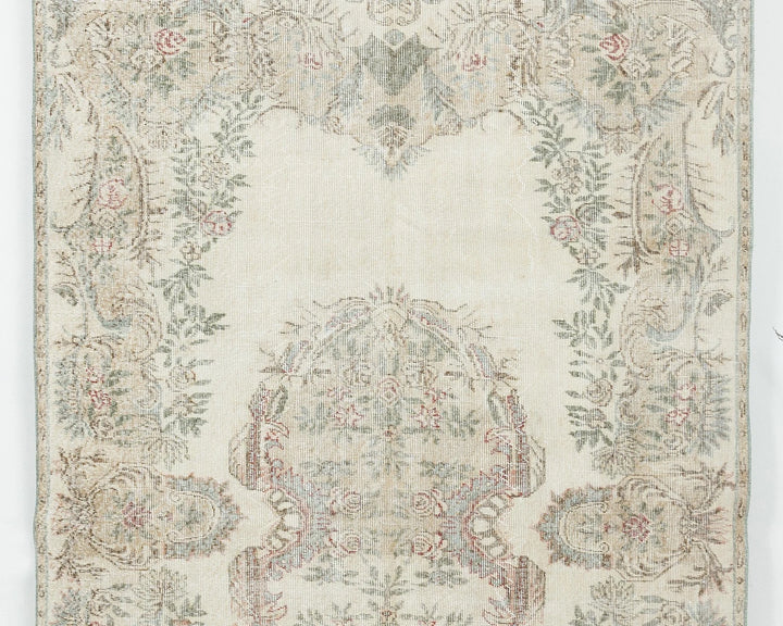 Beige Turkish Oushak Rug 5'11" x 9'2" Hand-Knotted | No. VR81606
