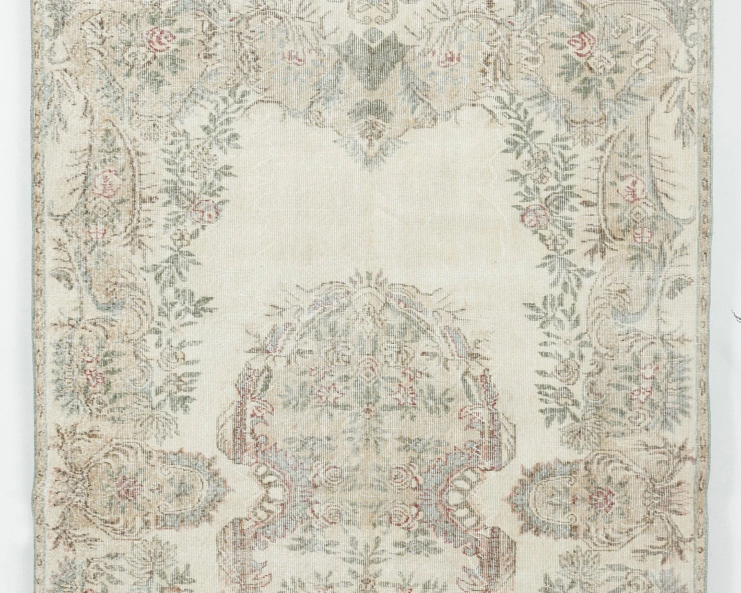 Beige Turkish Oushak Rug 5' 11" x 9' 2" Hand-Knotted | No. VR81606