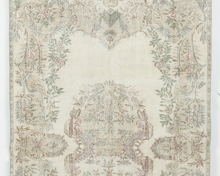 Beige Turkish Oushak Rug 5' 11" x 9' 2" Hand-Knotted | No. VR81606