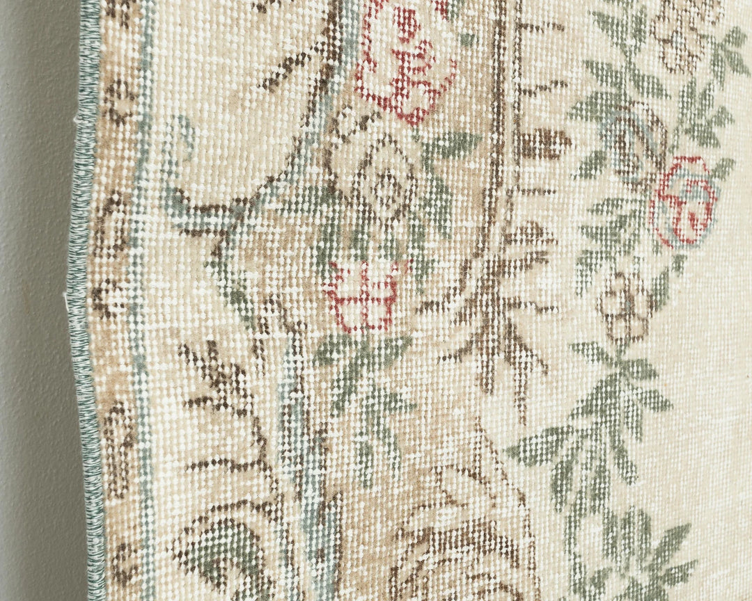 Beige Turkish Oushak Rug 5'11" x 9'2" Hand-Knotted | No. VR81606