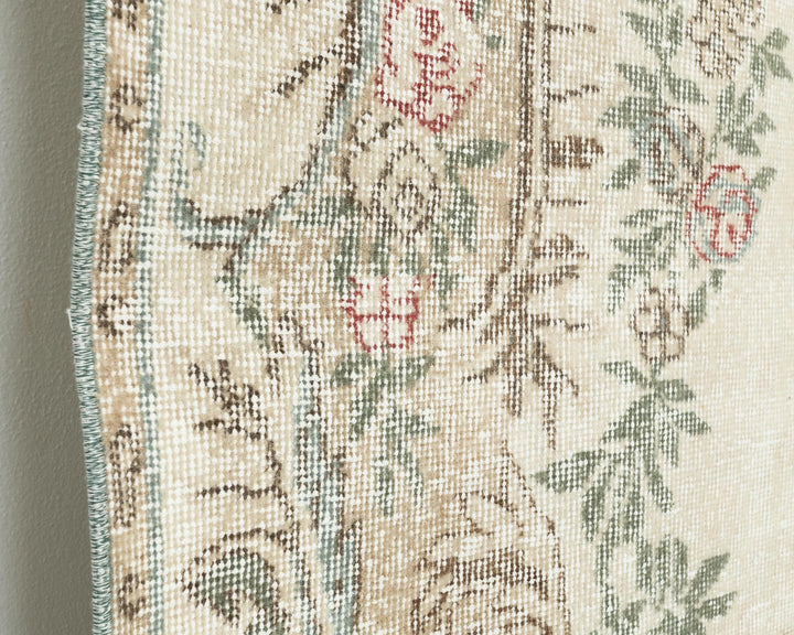 Beige Turkish Oushak Rug 5'11" x 9'2" Hand-Knotted | No. VR81606