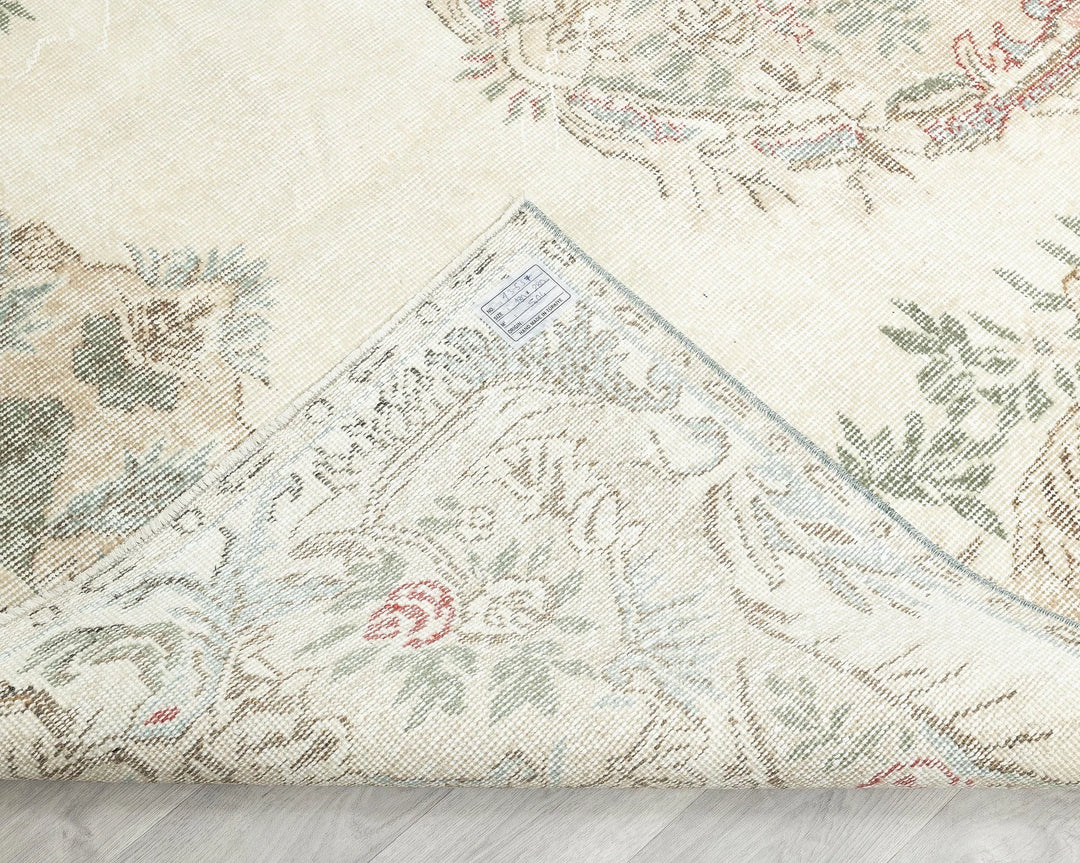 Beige Turkish Oushak Rug 5'11" x 9'2" Hand-Knotted | No. VR81606