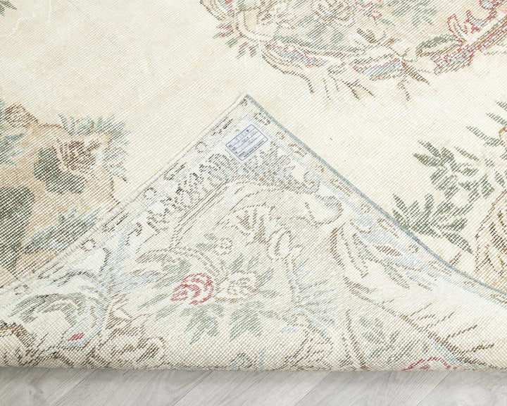 Beige Turkish Oushak Rug 5'11" x 9'2" Hand-Knotted | No. VR81606