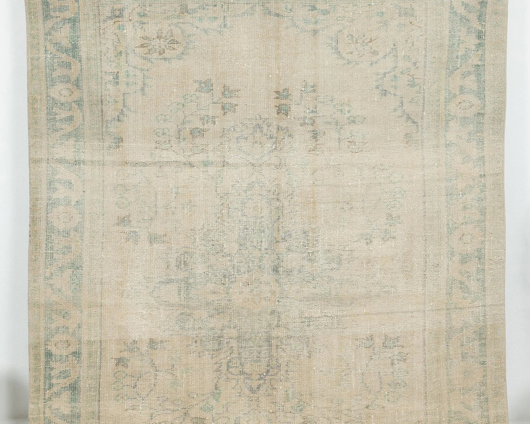 Beige Turkish Oushak Rug 6' 2" x 9' Hand-Knotted | No. VR81752