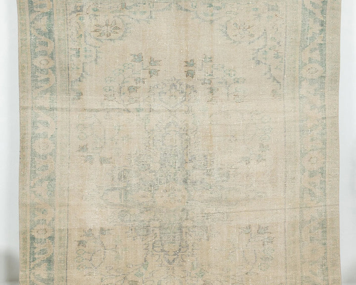 Beige Turkish Oushak Rug 6' 2" x 9' Hand-Knotted | No. VR81752