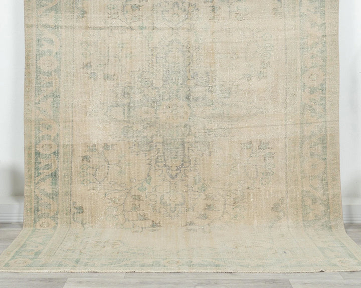 Beige Turkish Oushak Rug 6' 2" x 9' Hand-Knotted | No. VR81752