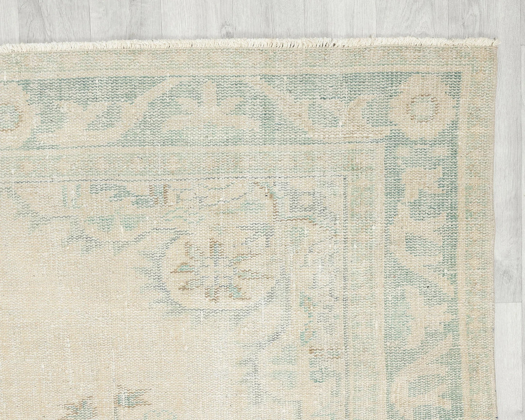 Beige Turkish Oushak Rug 6' 2" x 9' Hand-Knotted | No. VR81752
