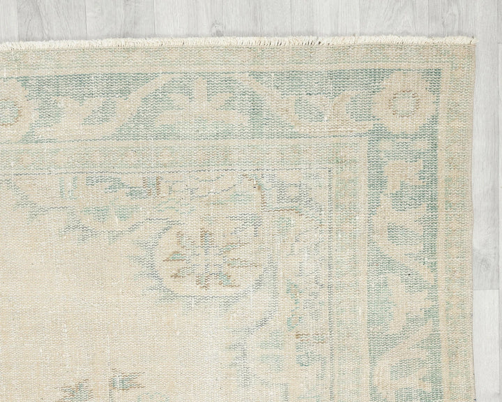 Beige Turkish Oushak Rug 6' 2" x 9' Hand-Knotted | No. VR81752