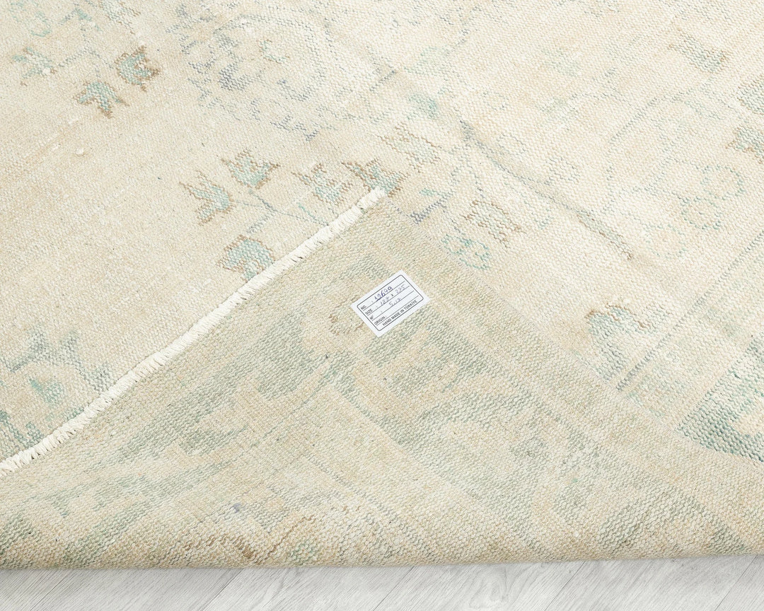 Beige Turkish Oushak Rug 6' 2" x 9' Hand-Knotted | No. VR81752