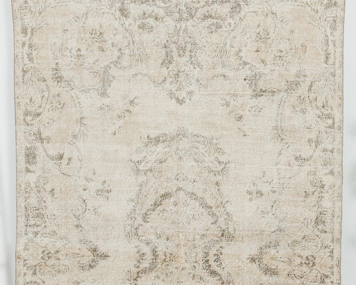 Beige Turkish Oushak Rug 6' 4" x 10' 2" Hand-Knotted | No. VR82012