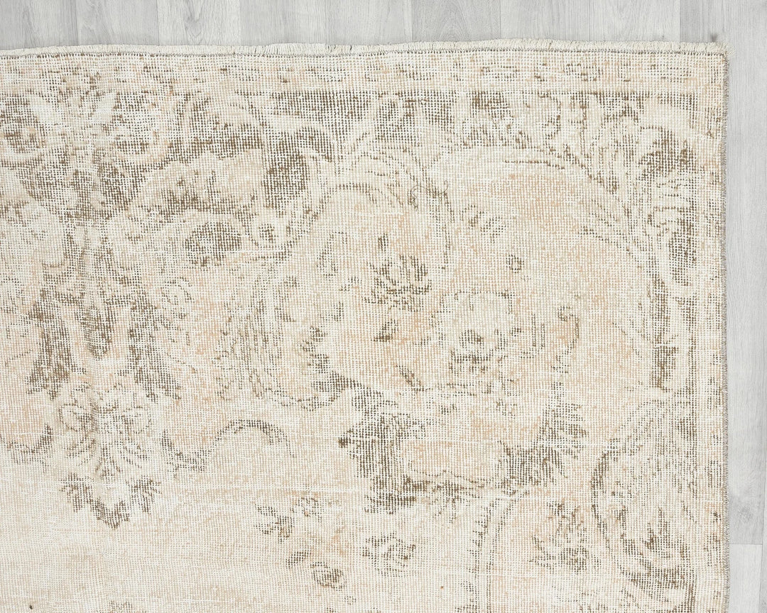 Beige Turkish Oushak Rug 6' 4" x 10' 2" Hand-Knotted | No. VR82012