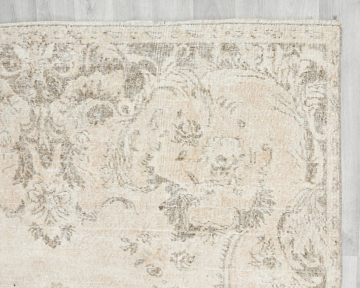 Beige Turkish Oushak Rug 6' 4" x 10' 2" Hand-Knotted | No. VR82012