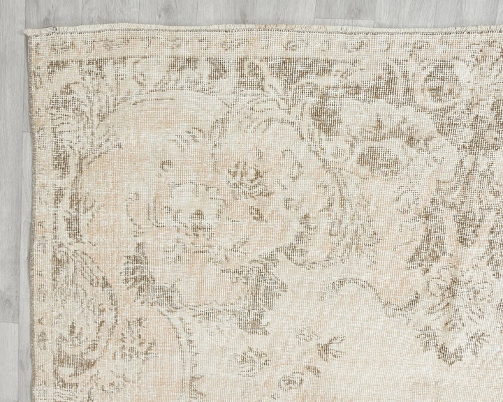Beige Turkish Oushak Rug 6' 4" x 10' 2" Hand-Knotted | No. VR82012