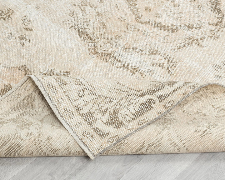 Beige Turkish Oushak Rug 6' 4" x 10' 2" Hand-Knotted | No. VR82012