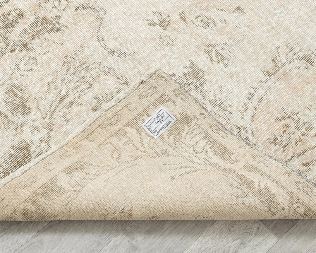 Beige Turkish Oushak Rug 6' 4" x 10' 2" Hand-Knotted | No. VR82012