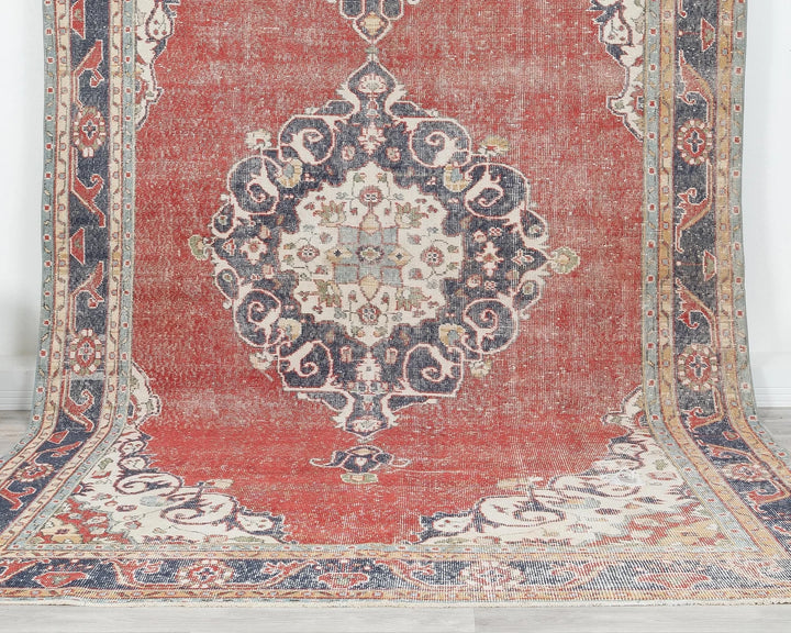 Red Turkish Oushak Rug 10'8" x 6'9" Hand-Knotted | No. VR82082