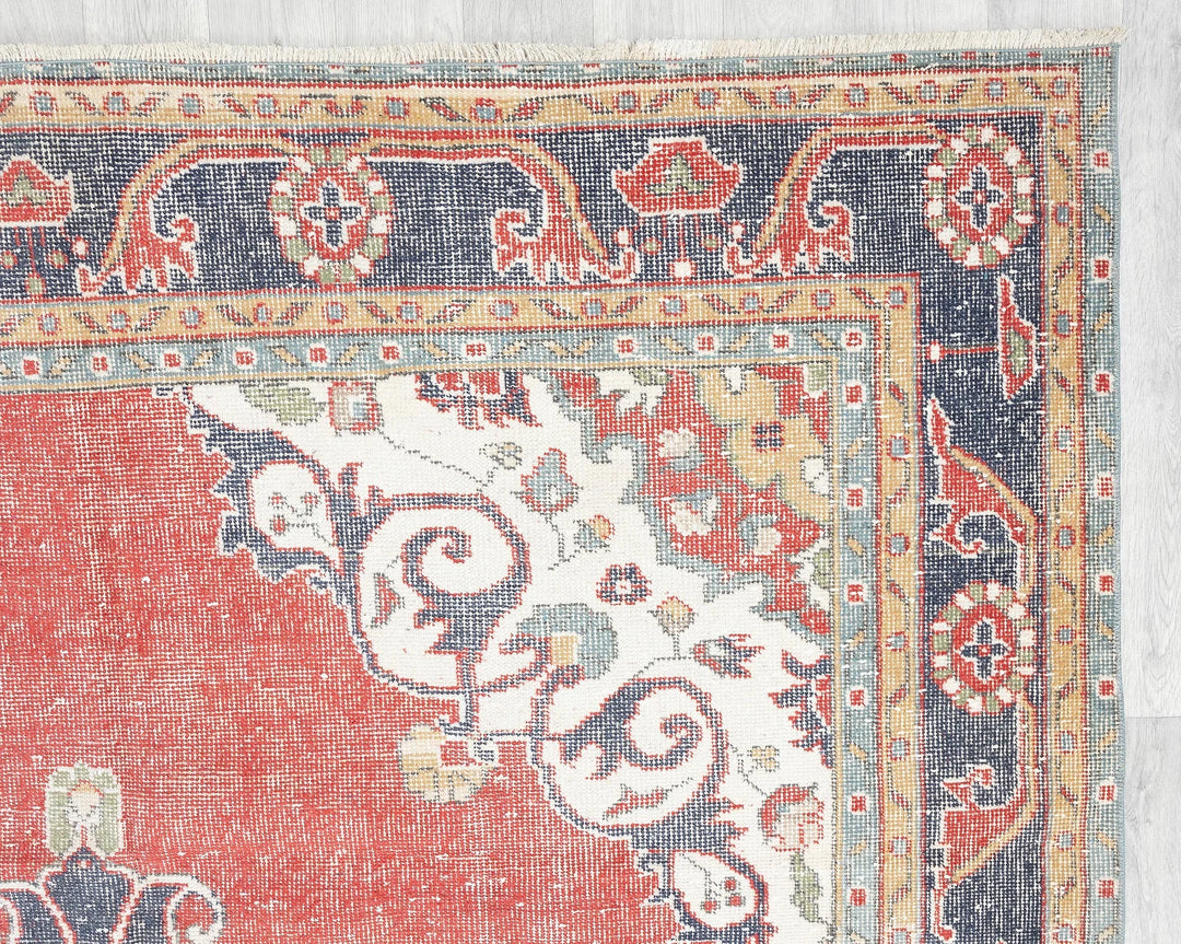 Red Turkish Oushak Rug 10'8" x 6'9" Hand-Knotted | No. VR82082
