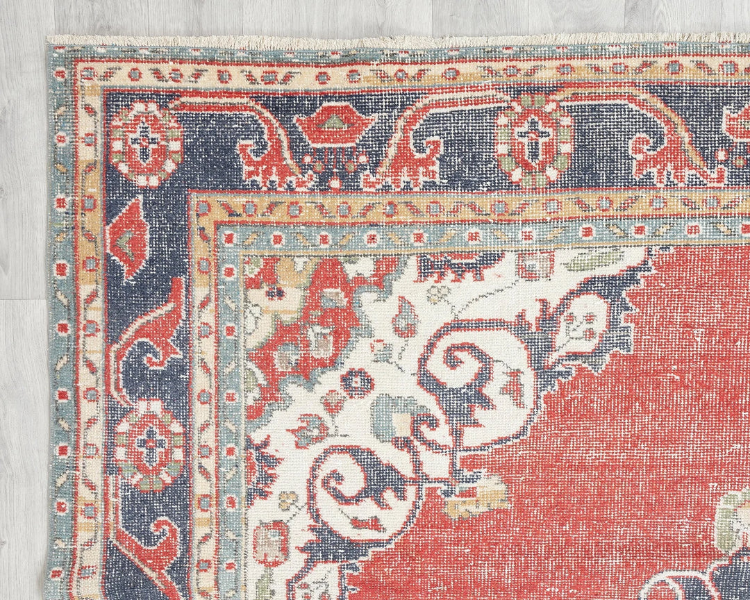 Red Turkish Oushak Rug 10'8" x 6'9" Hand-Knotted | No. VR82082
