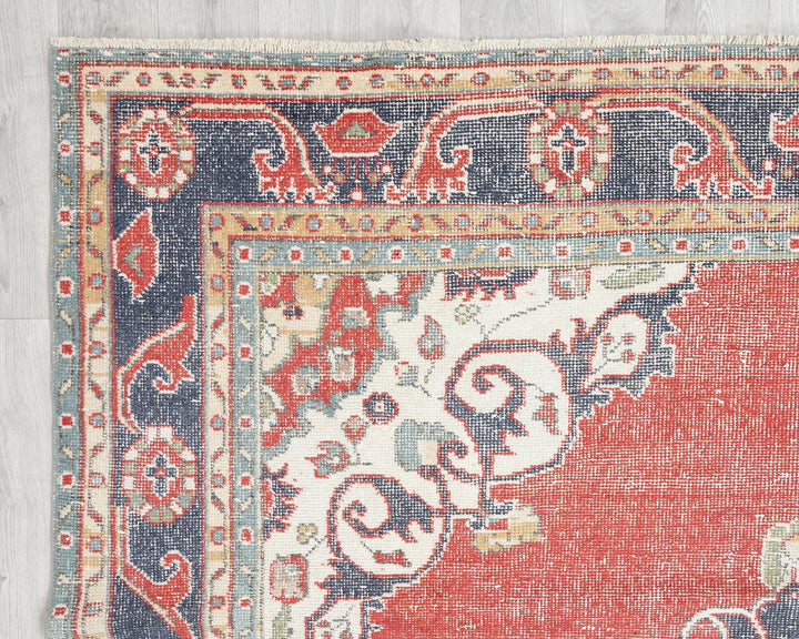 Red Turkish Oushak Rug 10'8" x 6'9" Hand-Knotted | No. VR82082