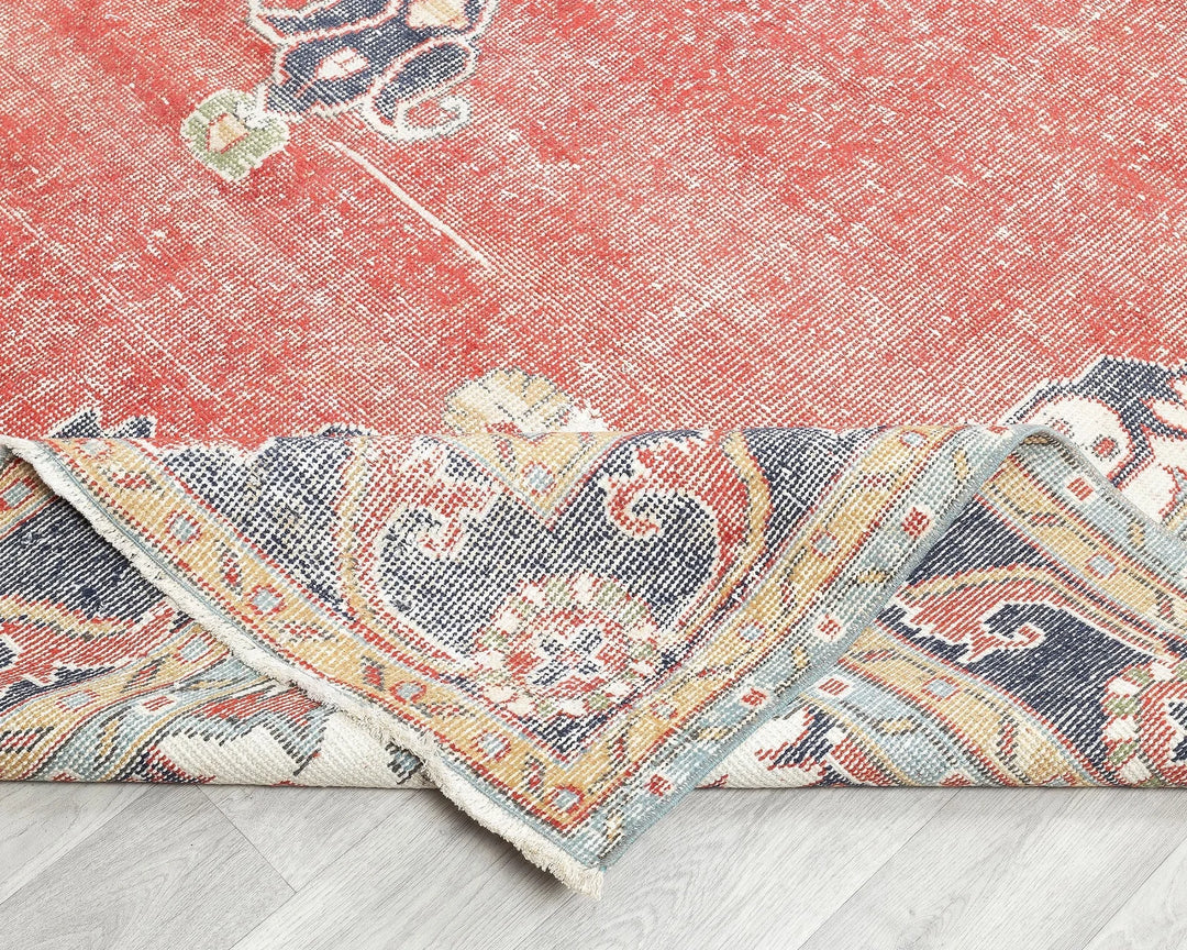 Red Turkish Oushak Rug 10'8" x 6'9" Hand-Knotted | No. VR82082