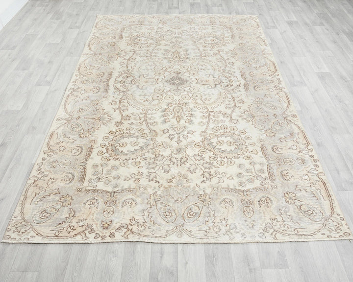 Beige Turkish Oushak Rug 5' 7" x 8' 8" Hand-Knotted view 9