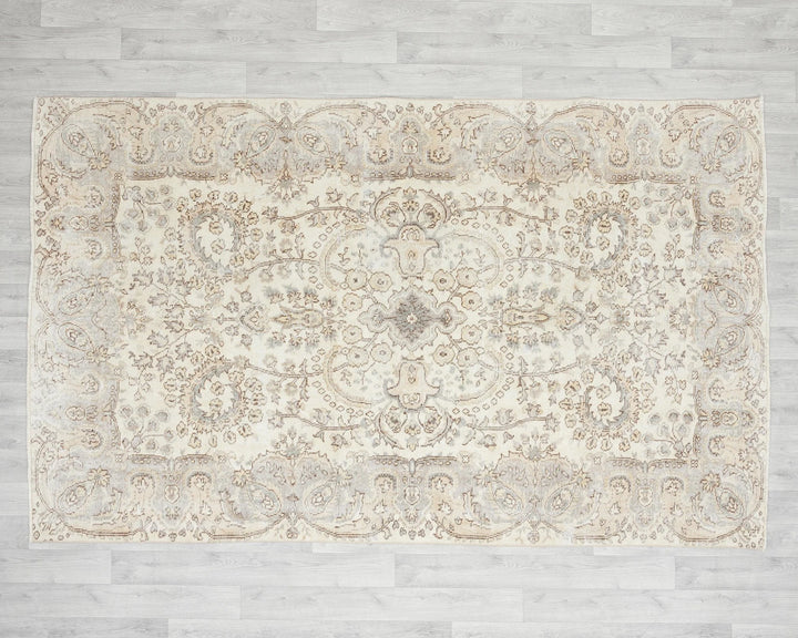 Beige Turkish Oushak Rug 5' 7" x 8' 8" Hand-Knotted view 10