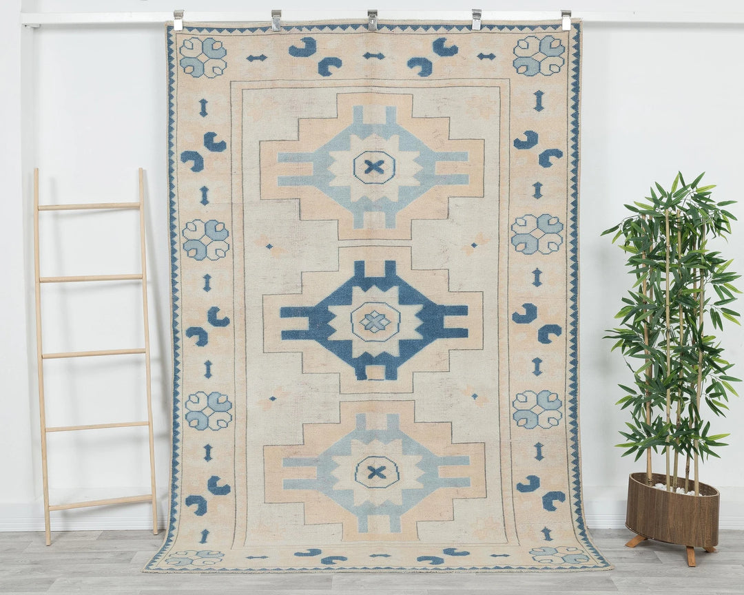 Multicolor Turkish Oushak Rug 5' 7" x 7' 10" Hand-Knotted