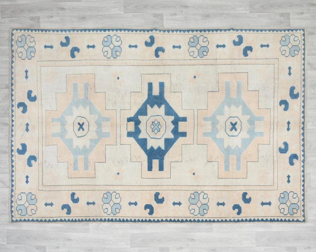 Multicolor Turkish Oushak Rug 5' 7" x 7' 10" Hand-Knotted view 9