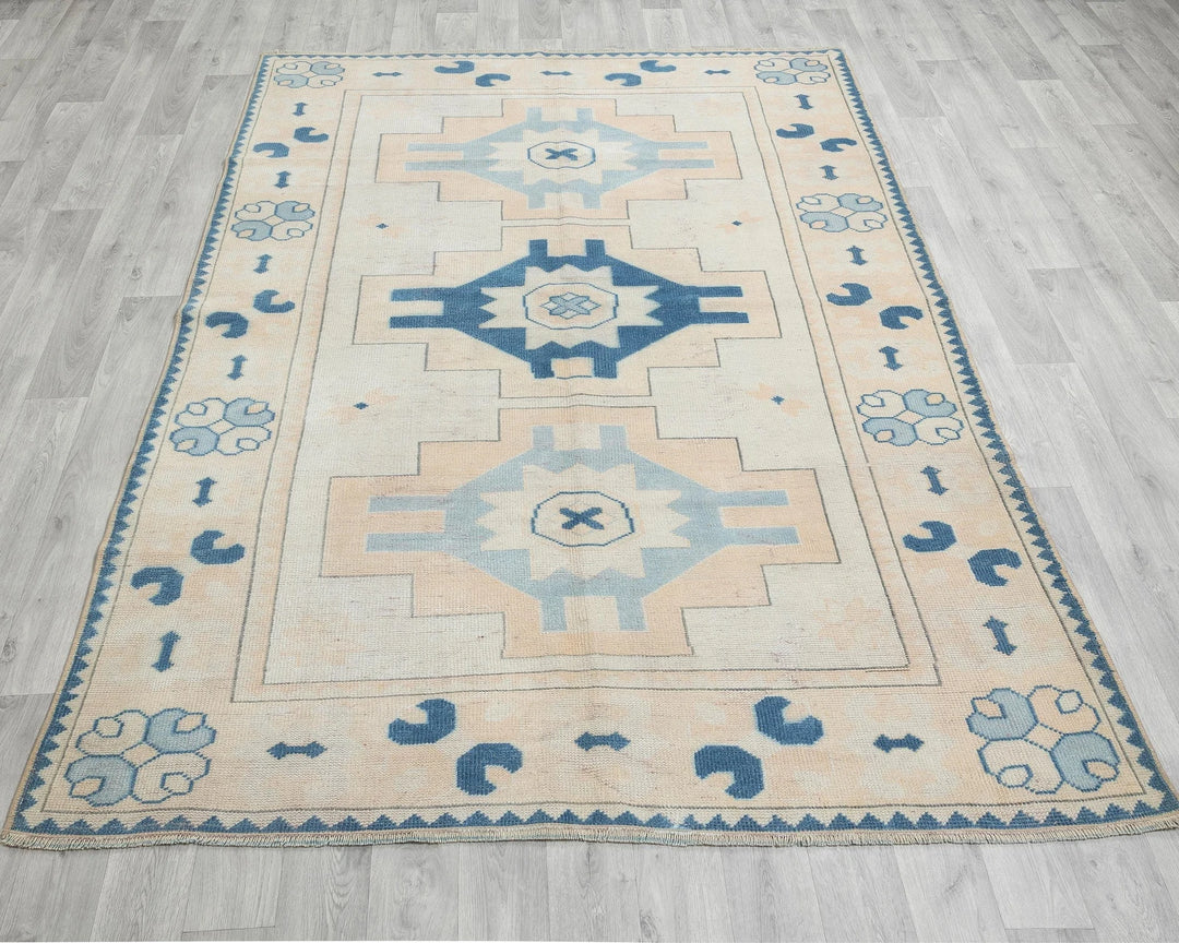 Multicolor Turkish Oushak Rug 5' 7" x 7' 10" Hand-Knotted reverse