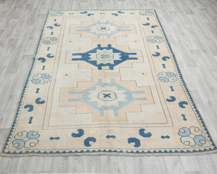Multicolor Turkish Oushak Rug 5' 7" x 7' 10" Hand-Knotted reverse