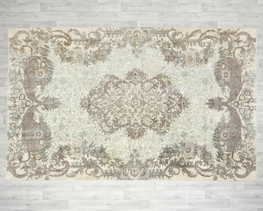 Beige Turkish Oushak Rug 7' x 10' Hand-Knotted view 9