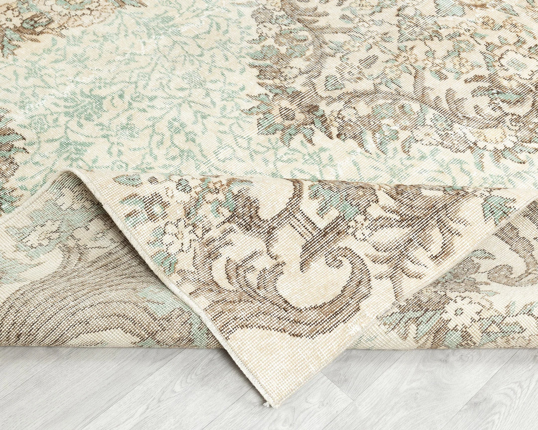Beige Turkish Oushak Rug 7' x 10' Hand-Knotted field
