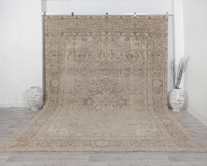 Beige Turkish Oushak Rug 9' 4" x 12' 4" Hand-Knotted | No. VR82341