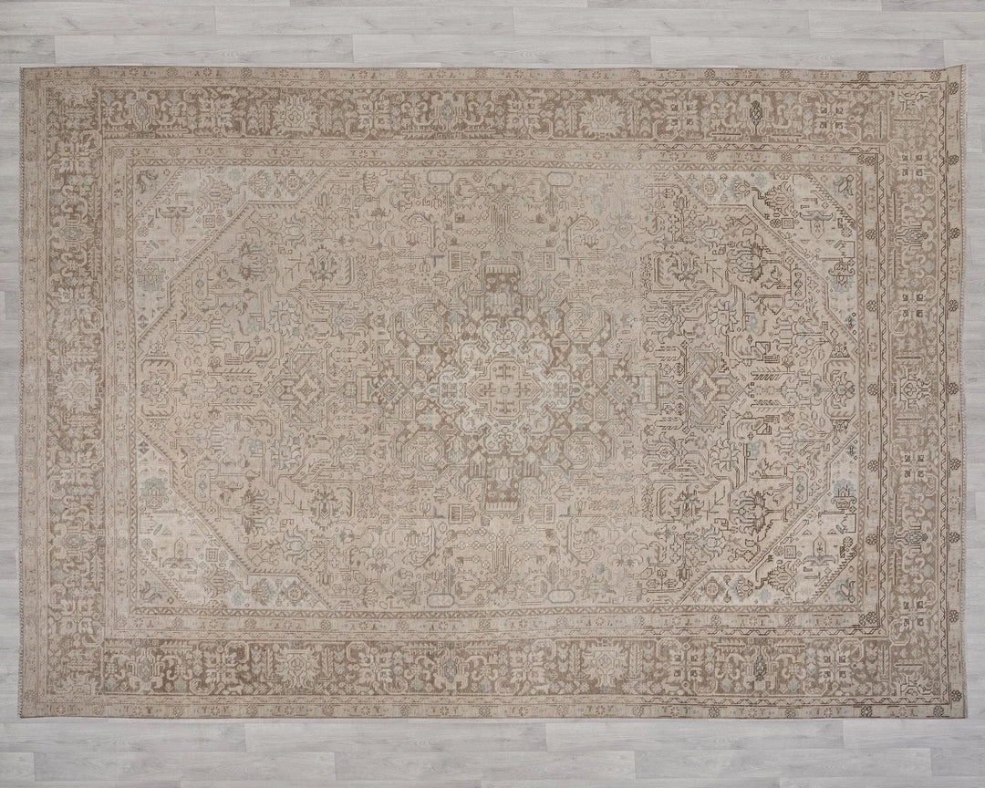 Beige Turkish Oushak Rug 9' 4" x 12' 4" Hand-Knotted | No. VR82341