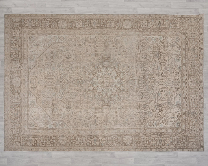 Beige Turkish Oushak Rug 9' 4" x 12' 4" Hand-Knotted | No. VR82341
